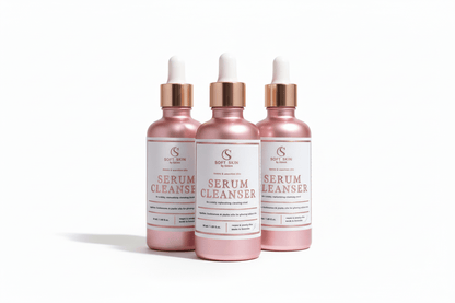 Three Soft Skin Serum Cleanser bottles